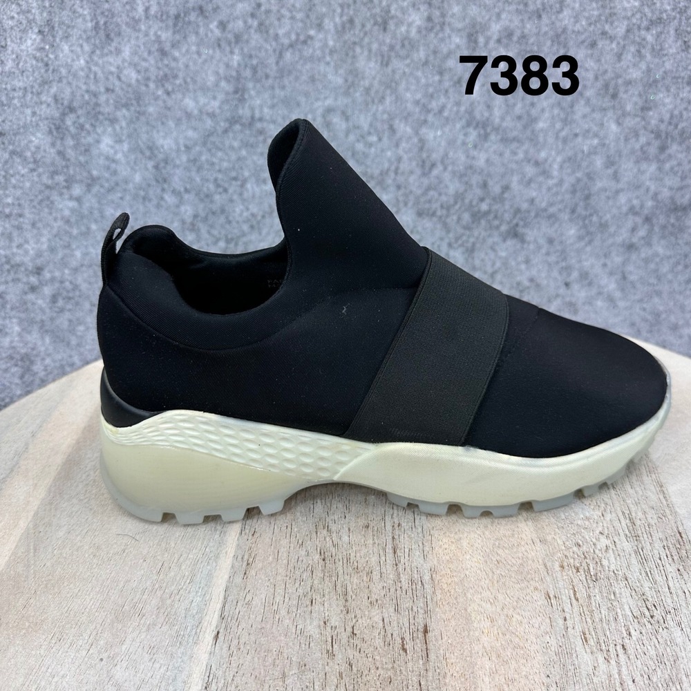 J/Slides NYC Womens Black Fabric Slip On Elastic Strap Platform Sneakers 8M